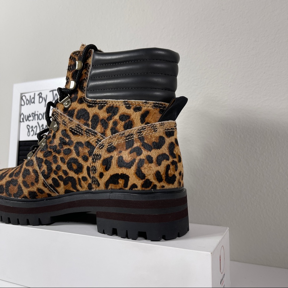 TIMBERLAND LONDON SQUARE HIKER ANKLE BOOTS WOMENS SIZE 6 LEOPARD PRINT BROWN SHE - Picture 9 of 10